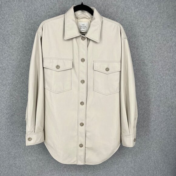 Aritzia Wilfred Ganna Jacket Shacket Size M Cream Oversized Vegan Leather EUC - Picture 1 of 14